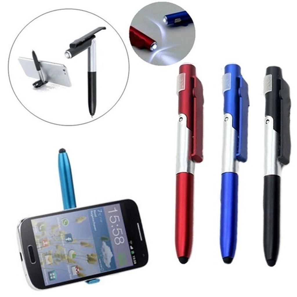 Multifunctional Foldable 4 In 1 LED Light Mobile Phone Rack Touch Ballpoint Pen