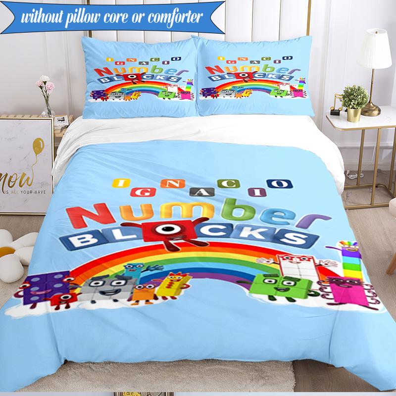 Number-Blocks Adventure 3pcs K-pop music group Bedding set,Ideal for Bedroom, Dormitory,Including Duvet Cover And 2pcs Pillowcases,Fan gifts