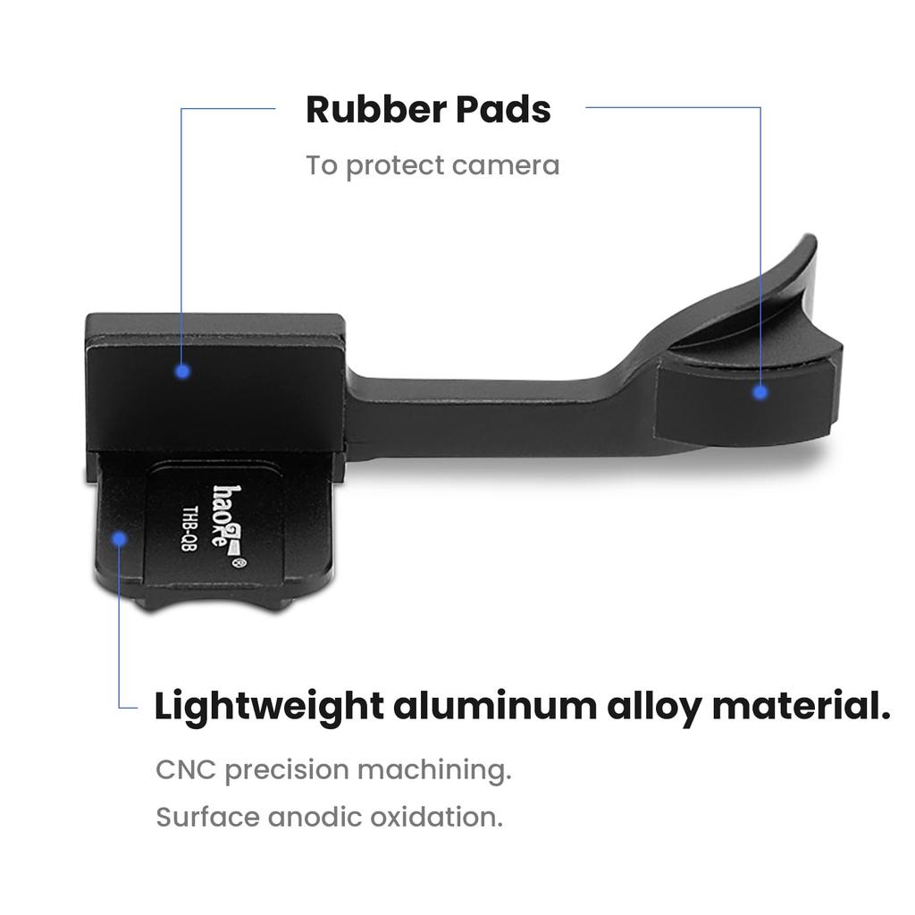 Haoge Metal Thumbs Up Hand Grip for Leica Q2 Black Hot Shoe Thumb Rest Camera, THB-QB