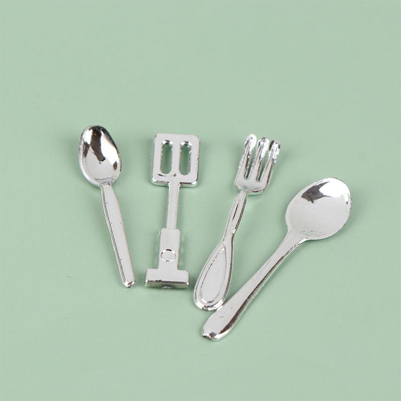 11Pcs/Set Dollhouse Miniature Spoon Fork Pot Utensils Model Kitchen Decoration