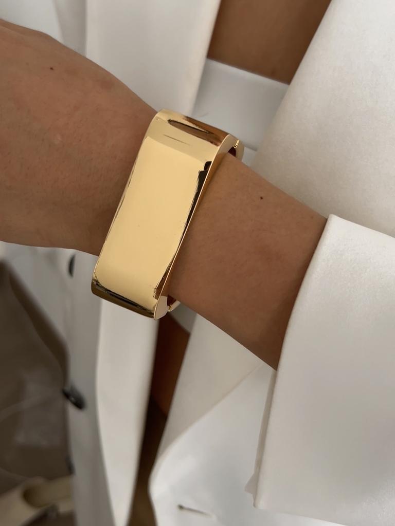 Ingemark Punk Vintage Geometric Heavy Metal Spring Bangles for Women Hip Hop Gold Color Open Cuff Bracelets Couple Men Jewelry