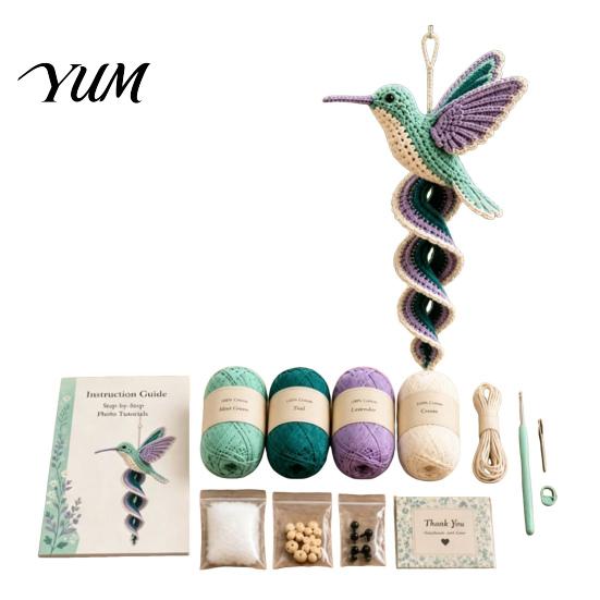 Handcrafted Yard Ornaments Crochet Spiral Hanging Kit, DIY Garden Animal Craft Patterns Ornament Making Kit for Adults, Handmade Door Decoration