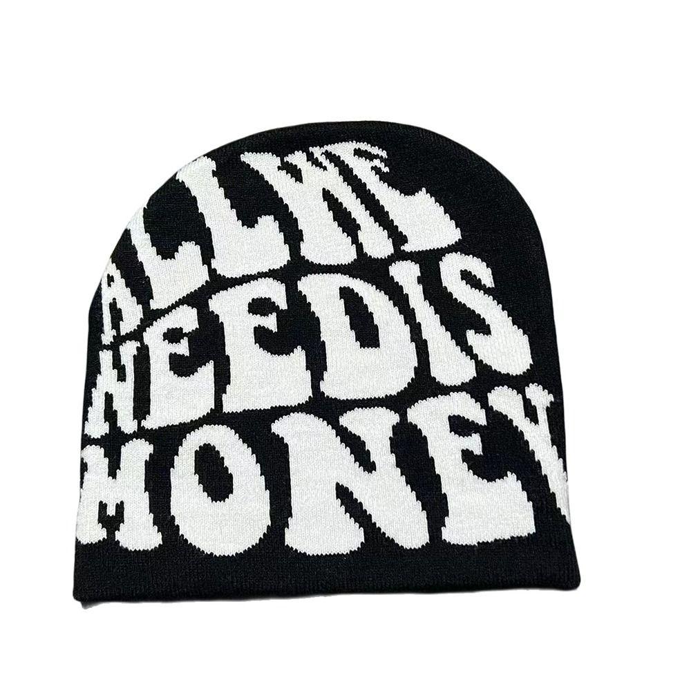 Шерстяная акриловая шапка-бини с принтом букв, повседневная шапка-чепчик, модная вязаная шапка для мужчин и женщин