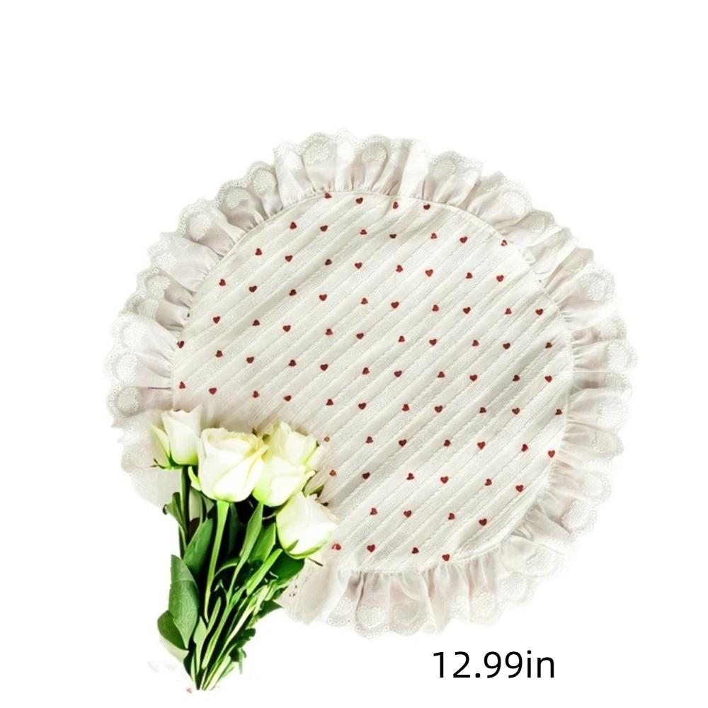 Square/Round Lace Ruffles Placemats Girly Style Heart Pattern Placemats Food Photography
