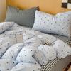 Ins Simple Blue Dot Bedding Sets New Girls Bed Sheet Set Four Piece With Pillowcases Dormitory Quilt Set No Filling