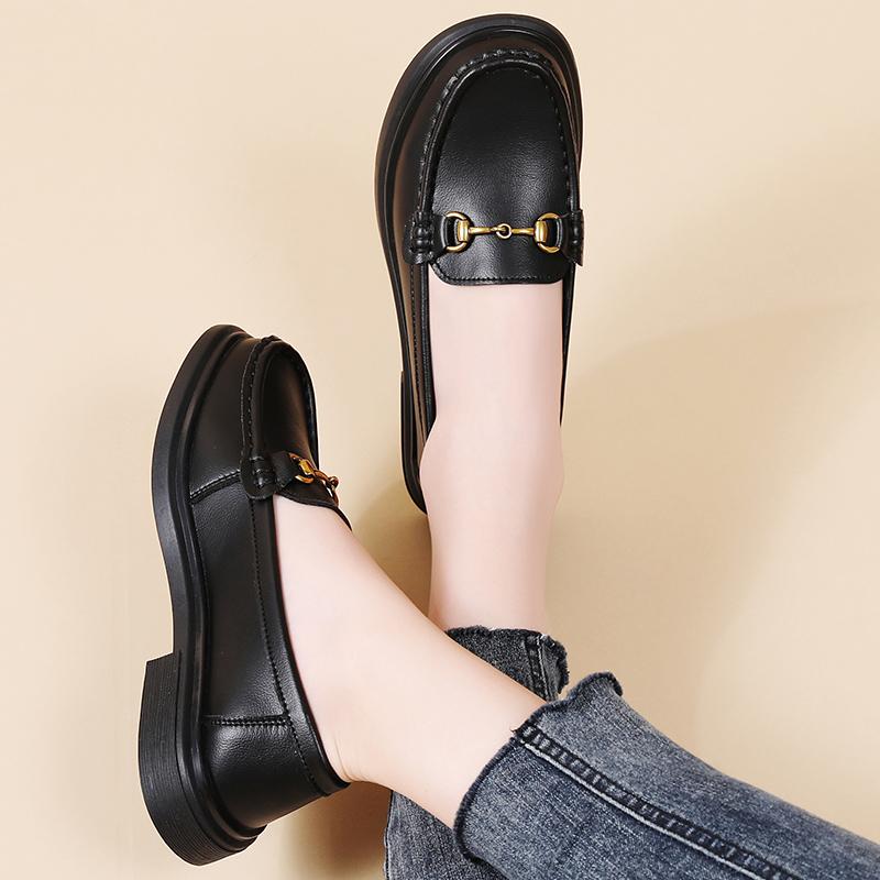 Женские мокасины, классические деловые туфли для офиса, повседневные черные кожаные туфли