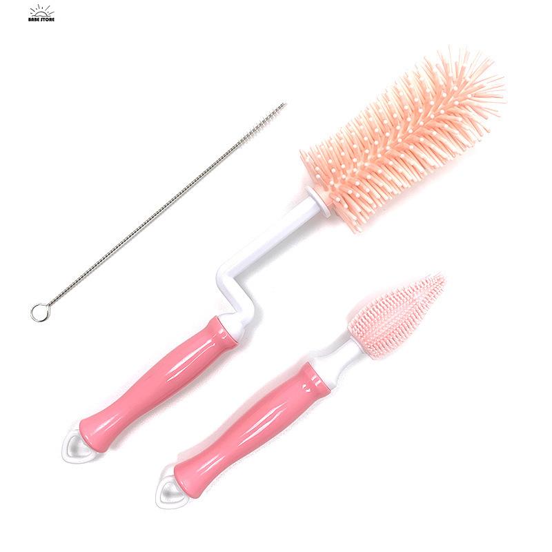 Silicone Bottle Cleaning Brush Baby Pacifier Straw Scrubber Small Brush 360 Degree Glass Cup Washing Kitchen Cleaning Tool Set