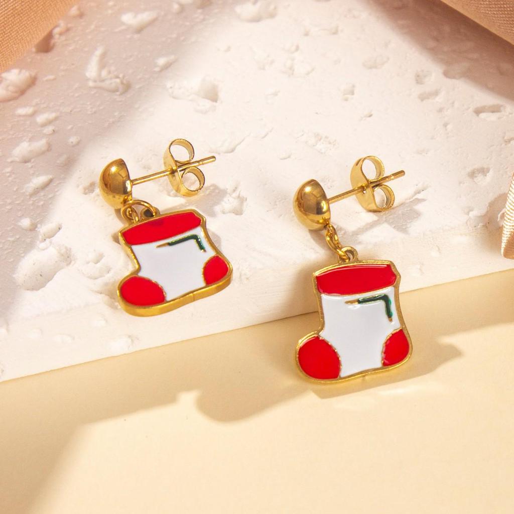 High-End Christmas Series Stainless Steel Earrings - Versatile Gift and Decoration