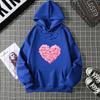 Yurak shaklidagi bosma grafik kaputlar Yoqimli liboslar Moda bo'sh pullover Sweatshirt Kundalik qizlar uchun qalpoqli toplar
