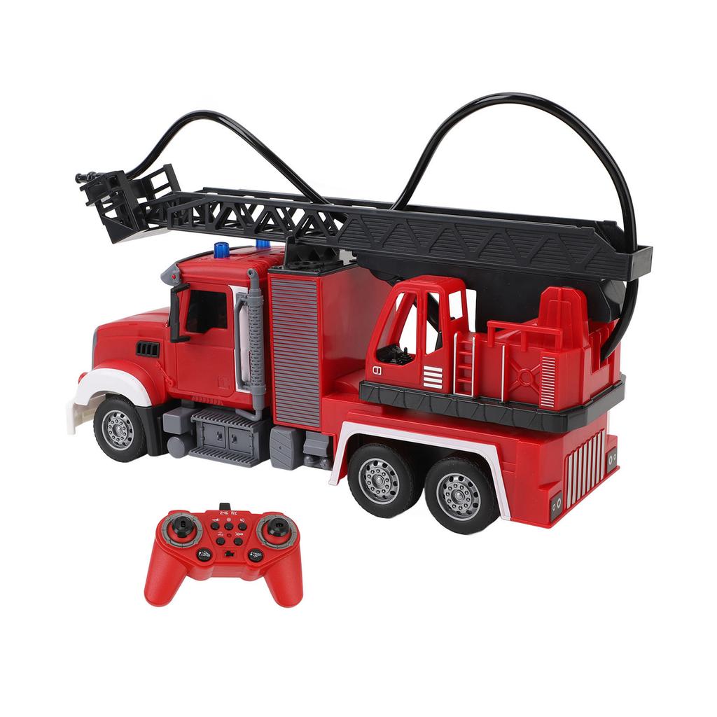 Пожарная машина с дистанционным управлением, разбрызгиватель воды, 11 каналов, звуковой и световой эффекты, дистанционное управление, воздушная лестница