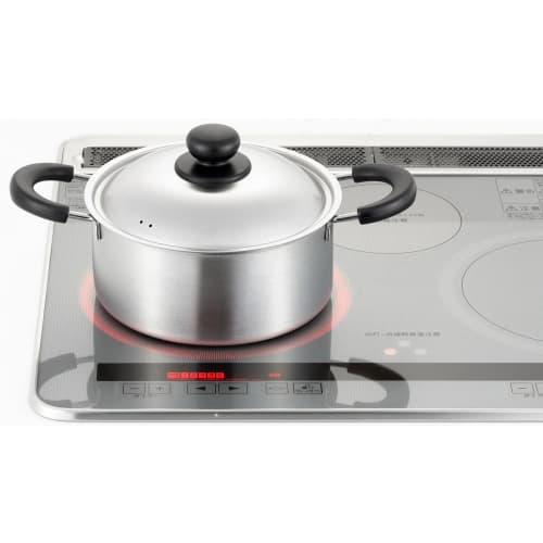 Yoshikawa Cook Easy SJ3321 Silver Stainless Steel 20cm Double-Handled Pot, Gas and Induction Compatible, Made in Japan