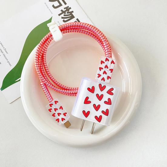 Защитный чехол для кабеля зарядки Love Pattern для зарядного устройства Apple 18/20 Вт, прозрачная защитная веревка, износостойкая всесторонняя защита, аксессуары для телефонов