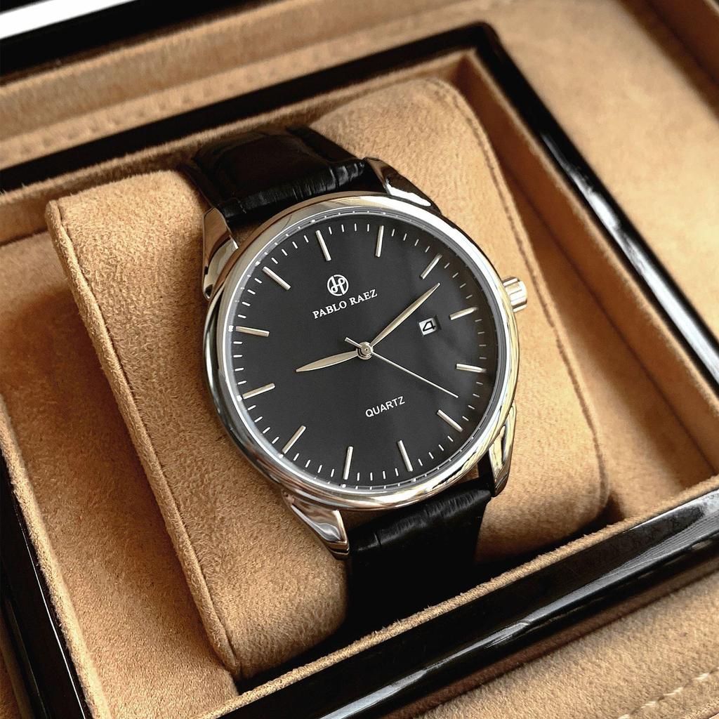 Мужские черные водонепроницаемые кварцевые часы PABLO RAEZ с датой