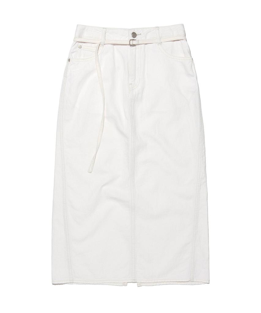 Lee Women Linen Midi Denim Skirt Ecru
