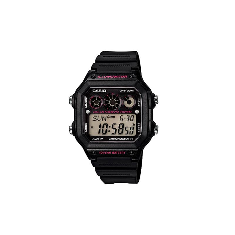 Casio Серия YOUTH - цифровой дисплей с квадратным циферблатом, модный тренд, классический ретро квадрат, десятилетняя батарея, водонепроницаемые и ударопрочные спортивные часы AE-1300WH-1A2