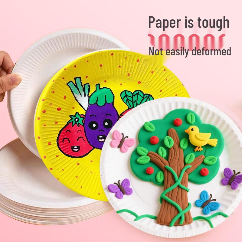 Disposable Round Paper Plates for Crafts and Party Use