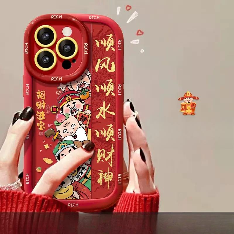 Применимо к Huawei Mate60pro Чехол для мобильного телефона P30/50 Пятисторонний Бог богатства в честь 100/90/80 Жидкий силикон