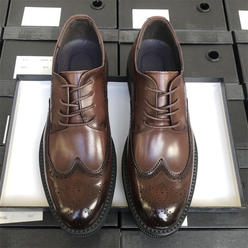 Мягкая подошва Мягкая поверхность Brock Резные кожаные туфли Мужские деловые рабочие туфли для костюма Мужские кожаные туфли Свадебные туфли для жениха