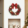 Christmas Stickers Wreath Wall Decals Red Bow Pinecone Patterns Stickers Removable PVC Holiday Decor for Living Room Bedroom Office