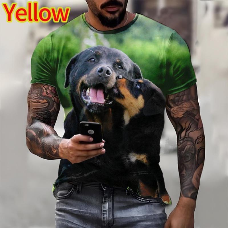 Футболка с милым домашним питомцем, собачкой, ротвейлером, 3D-печатью, мужская и женская, летняя, повседневная, с короткими рукавами, забавная футболка