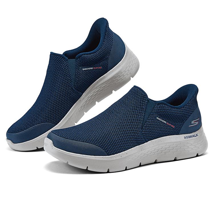 Skechers Слипоны на толстой подошве, мягкие, эластичные, удобные для ходьбы, амортизирующие, износостойкие, низкие, повседневные кроссовки для мужчин 216333-NVY