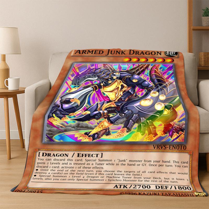 Anime Yu-Gi-Oh Monster Card Cartoon Flannel Blanket Soft Warm Blanket Throw Blanket for Bedroom Living Room Bed Picnic Kid