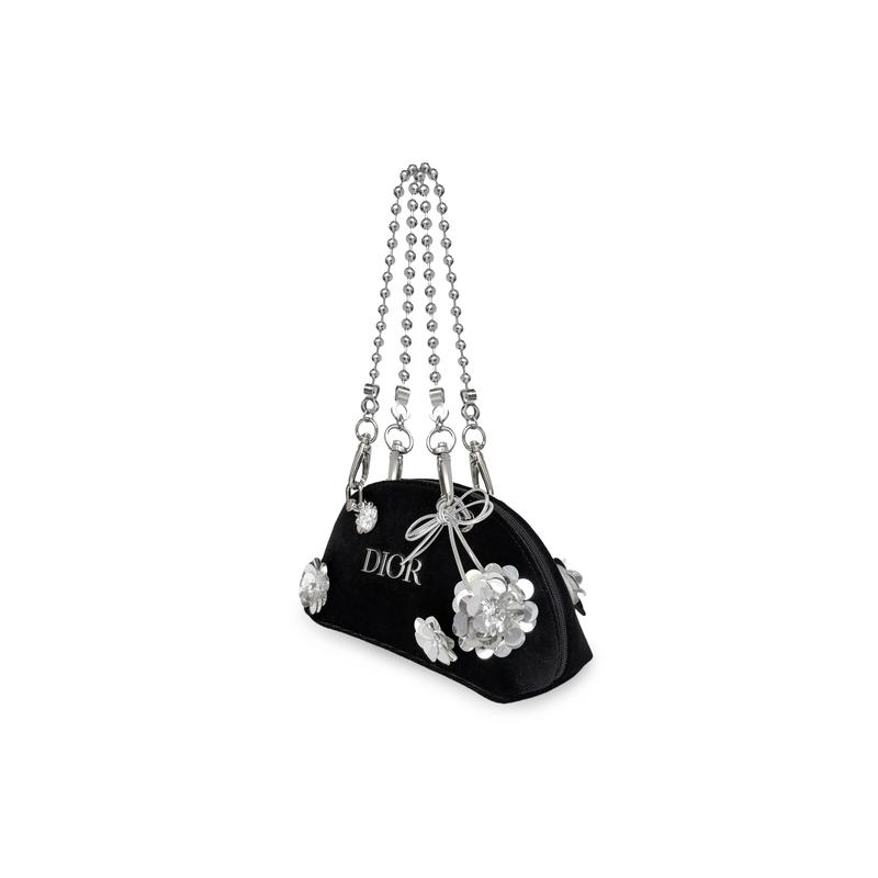 Dior Сумка [Индивидуальная косметичка] без пятен, цветы из пайеток, бант, высококачественная текстура, простая и универсальная, модная индивидуальность, элегантная