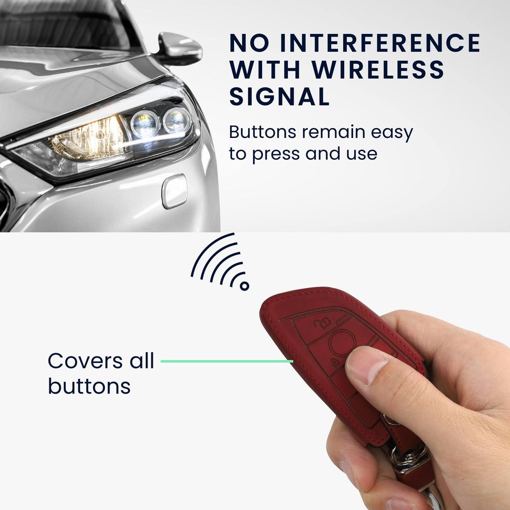 kwmobile Чехол для ключа, совместимый с BMW - защитный чехол для ключа, чехол для автомобильного ключа - из нубука, искусственная кожа, темно-красный