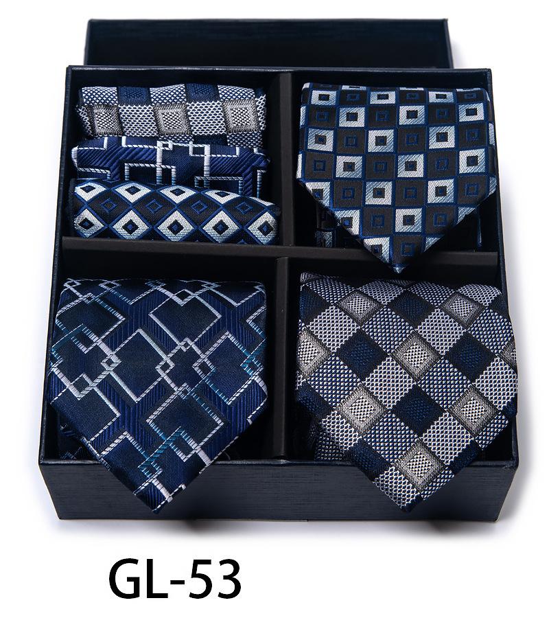 Men'S Gift Box Set Tie Fashion Business Net Color Jacquard Tie Square Scarf