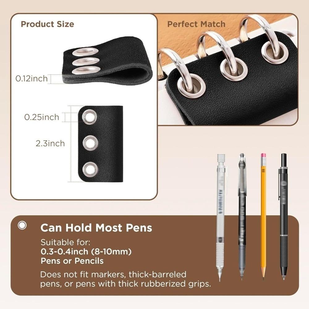 PU Leather Pen Clip Detachable Pencil Loop Portable Pen Fixed Clamp  for Home School