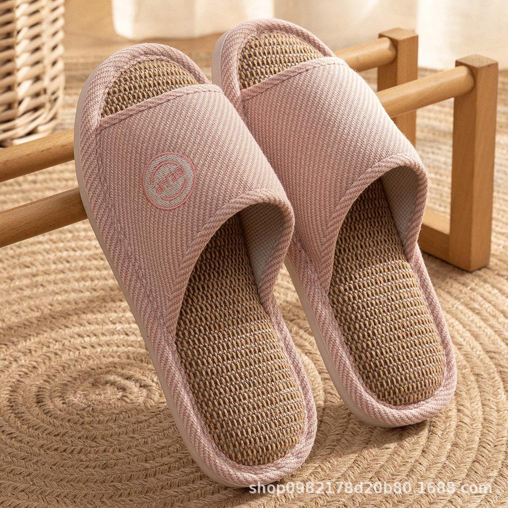 Women's Four-Season Linen Slippers: Silent, Sweat-Absorbent, Non-Slip for Indoor Use