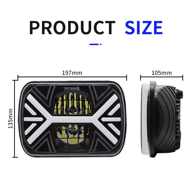 5x7/6x7 светодиодные DRL грузовик дальнего света H4 светодиодные фары для автомобиля 9600LM 1 шт. 2 шт. для Toyota