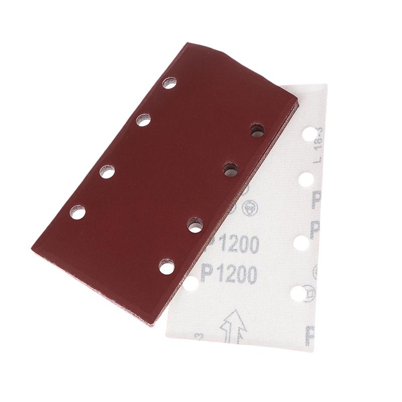 10 шт. Прямоугольные премиальные флокированные листы наждачной бумаги с 8 отверстиями, самоклеящиеся 185X93 мм - Ассорти абразивности для пневматических шлифовальных машин