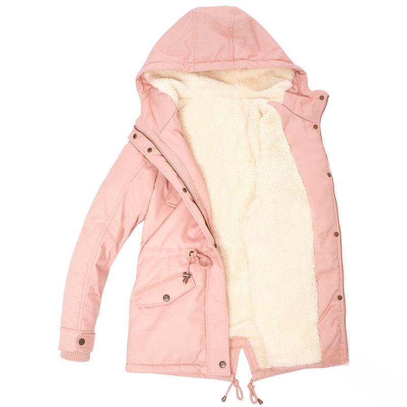 Горячая зимняя распродажа: Женское утягивающее пальто с капюшоном из плотного бархата и хлопка