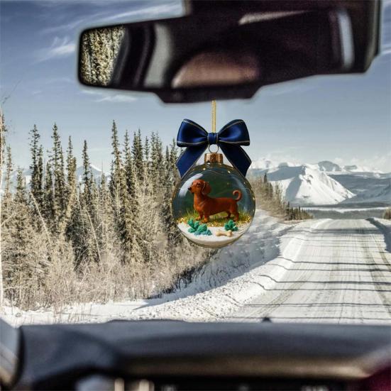 Animal Christmas Ball Ornaments Handcrafted 3D Turtle/Penguin/Bee/Dachshund Clear Ball Ornament for Xmas Tree Holiday Home Party Decor