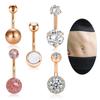 New Round Belly Button Creative Protein Vermiculite Crystal Diamond Rose Gold Umbilical Nail Puncture Jewelry