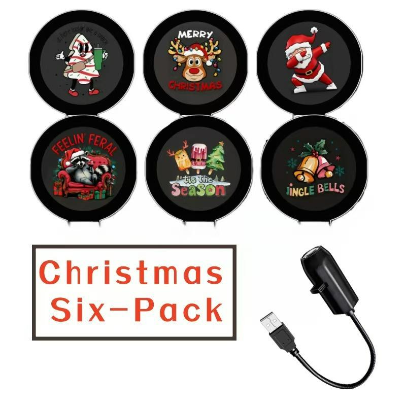 USB LED Projection Night Light, Interchangeable Christmas Slides Moon Logo Projector Lamp Bedroom Ambient Decor Holiday Gift