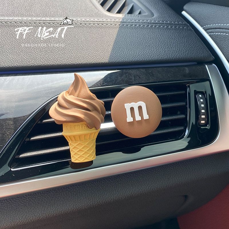 Ins Car Air Freshener Creative Hand-Painted Cake Ice Cream Aroma Diffuser Gypsum Car Perfume Air Vent Decoration Collection