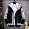 Spring Autumn Plus Size Men's Jacket Hooded Windbreaker Coats Fashion Letter Printed Patchwork Outwear Casual Jackets