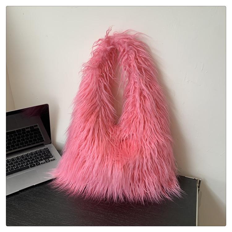 Fashion Fluffy Bag New Long Plush Imitation Fur Personalized Fried Street Large-capacity Shoulder Bag