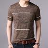 Fashion Brand T Shirts Mens Summer O Neck Cotton Tops Striped Short Sleeve Cool Tees Clothing