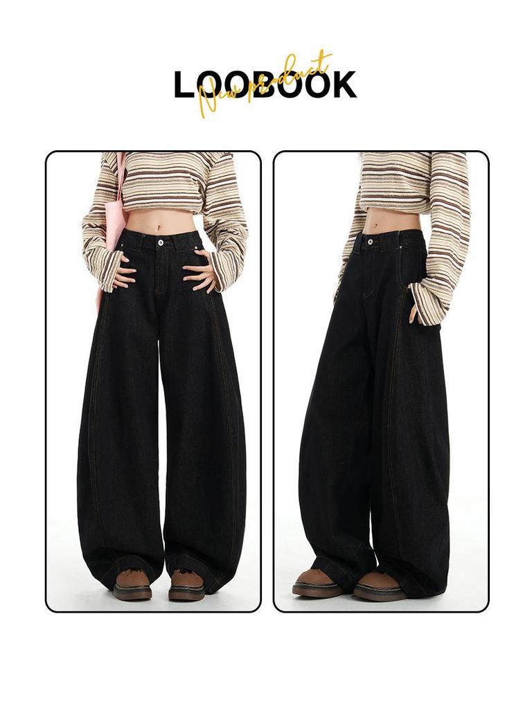 Vintage Scimitar Wide-Leg Jeans - New Autumn Cow Loose Fit Spicy Girl Design