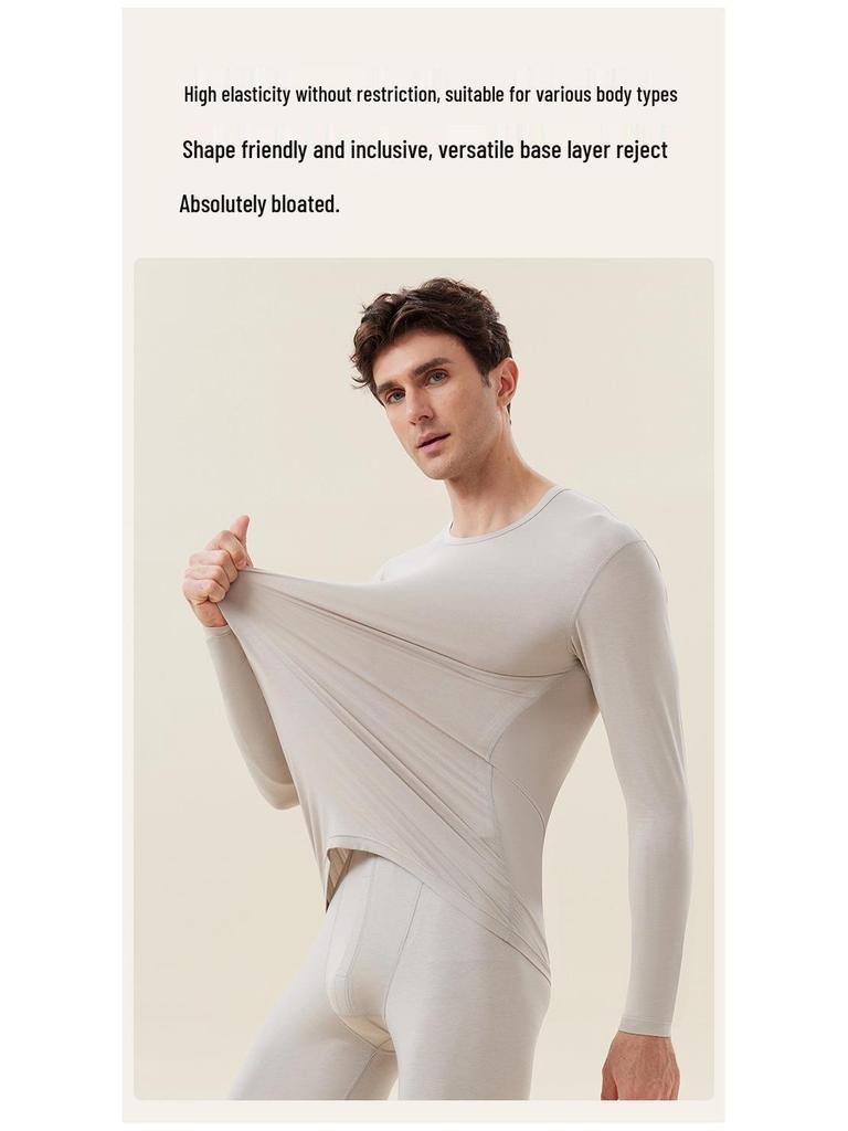 Men's Ultrathin Thermal Base Layer Set - Invisible Autumn/Winter Bottoming Pants & Top.