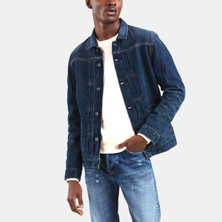 Levis Серия Midnight Blue Label Однотонная Удобная Повседневная Джинсовая Куртка с Длинным Рукавом Мужская Куртка 28943-0017