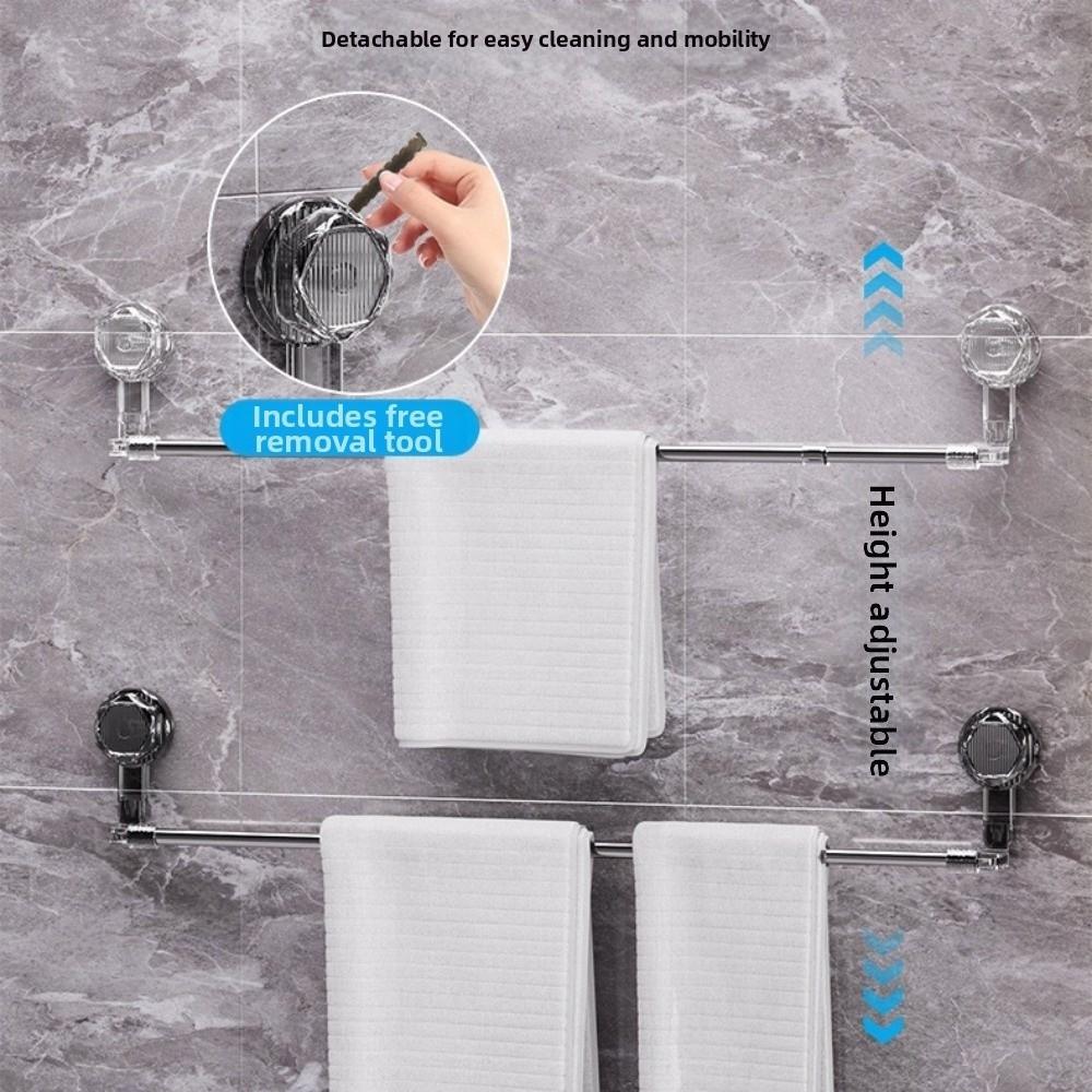 Adjustable Suction Cup Towel Rack Wall Mounted Towel Hanger Bathroom Towel Rack Bathroom Home