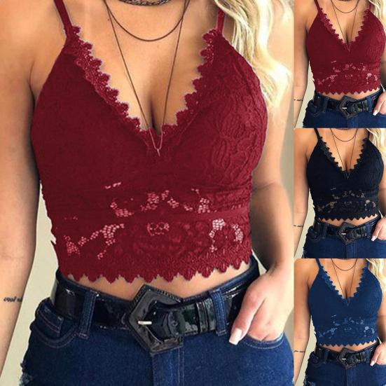 Женщины Женщины V Шеи Треугольник Чашка Кружева Камзол Bralette Беспроводной Бюстгальтер Бюстгальтер