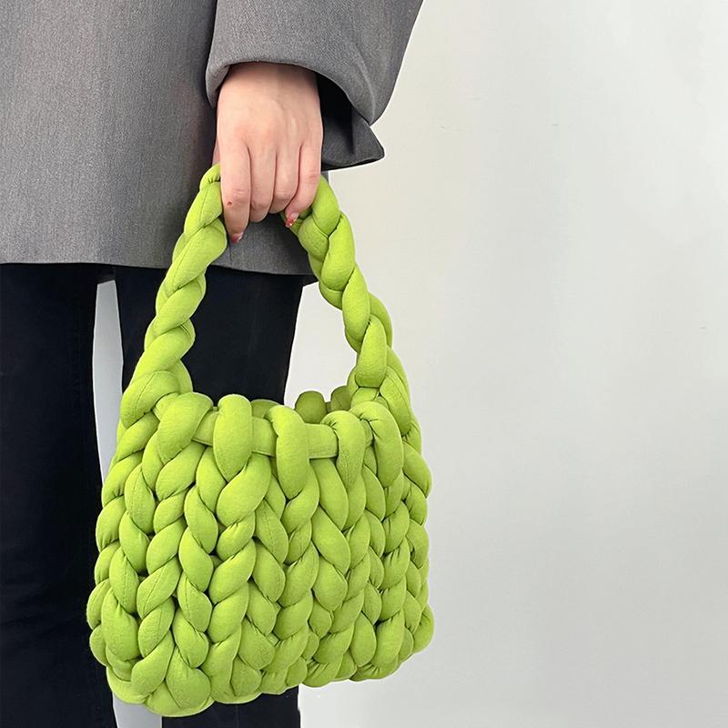 Ladies Casual Hand-woven Shopping Totes Fashion Soft Shoulder Handbag Homemade Crochet Bucket Bag Knitted Underarm Bags MIT