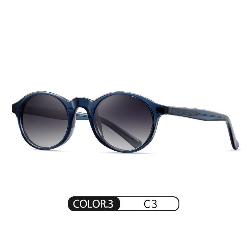 Polarized sunglasses S31126, retro round frame, acetate temples, 3+2 metal hinge, acetate eyewear
