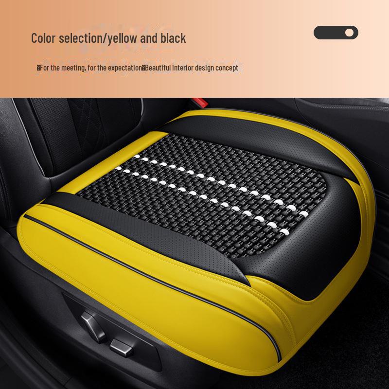 Комплект всесезонных подушек на сиденье автомобиля для водителя, с кожаной обивкой и материалом Ice Silk для вентиляции и противоскользящими свойствами.