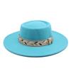 Шляпа из войлока Шляпа-цилиндр мужская и женская Весна и осень Французская шляпа-цилиндр Белая 8,5 см Плоский край Широкие поля Британская шляпа-цилиндр